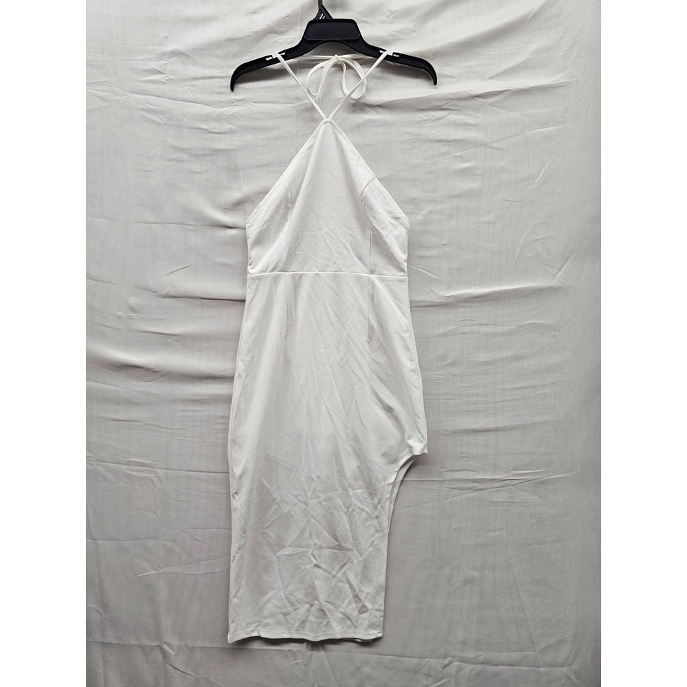 Tsher Womens Halter Asym Dress White Polyester Blend Casual Size Medium